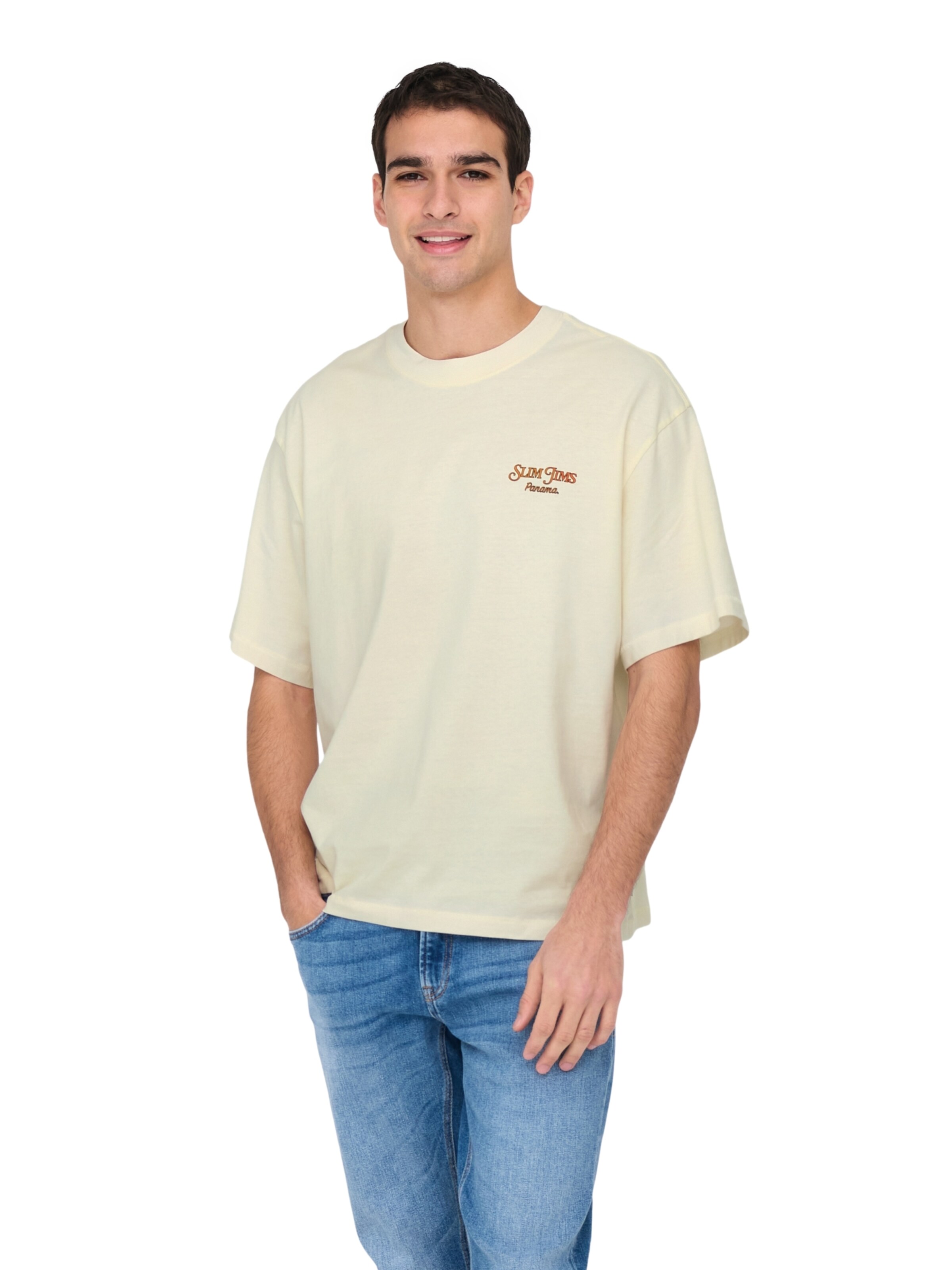 T-Shirt 'Malik Jims' Only & Sons en beige : devant