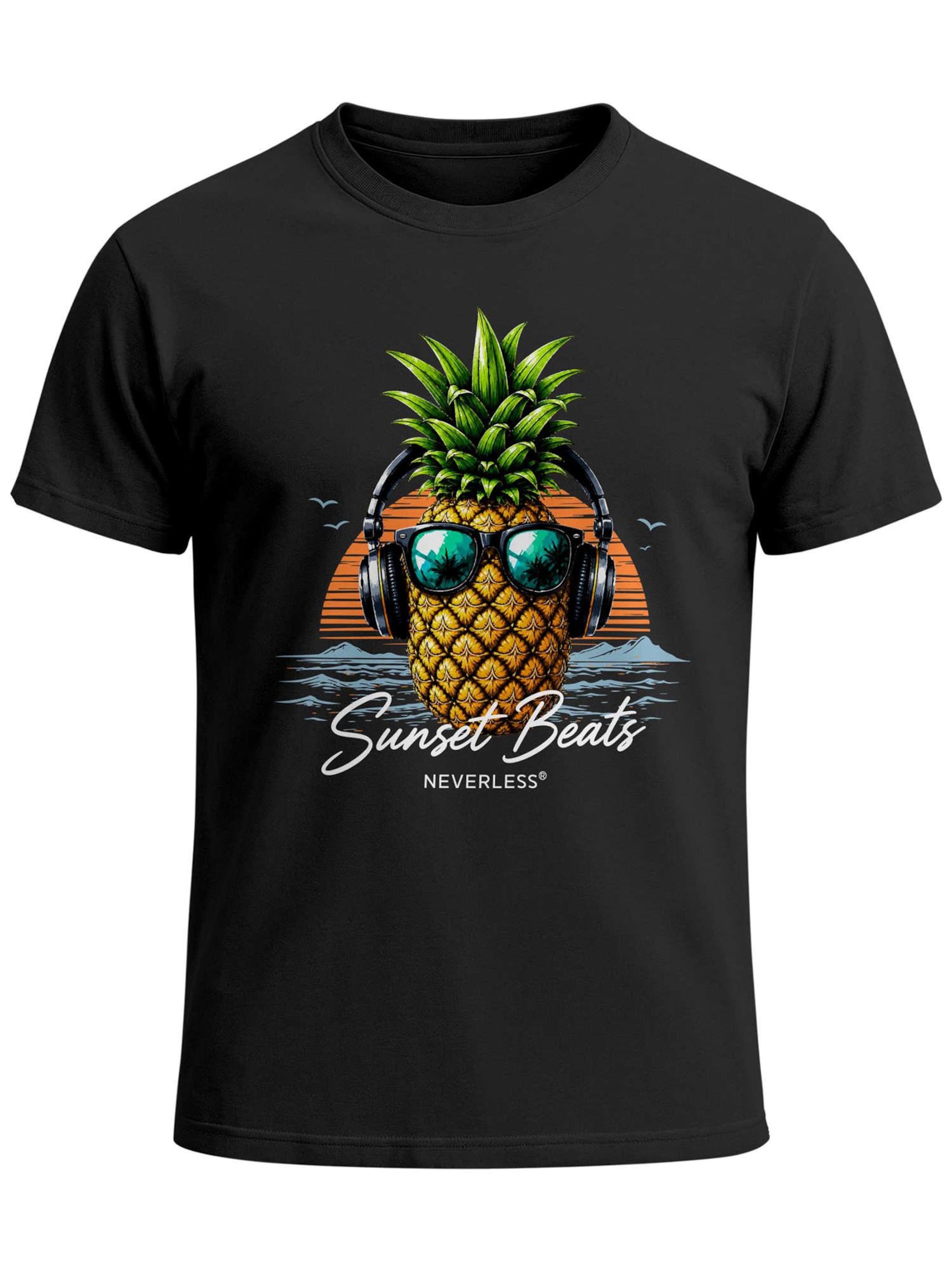 Neverless Shirt 'Sunset Beats' in Black: front