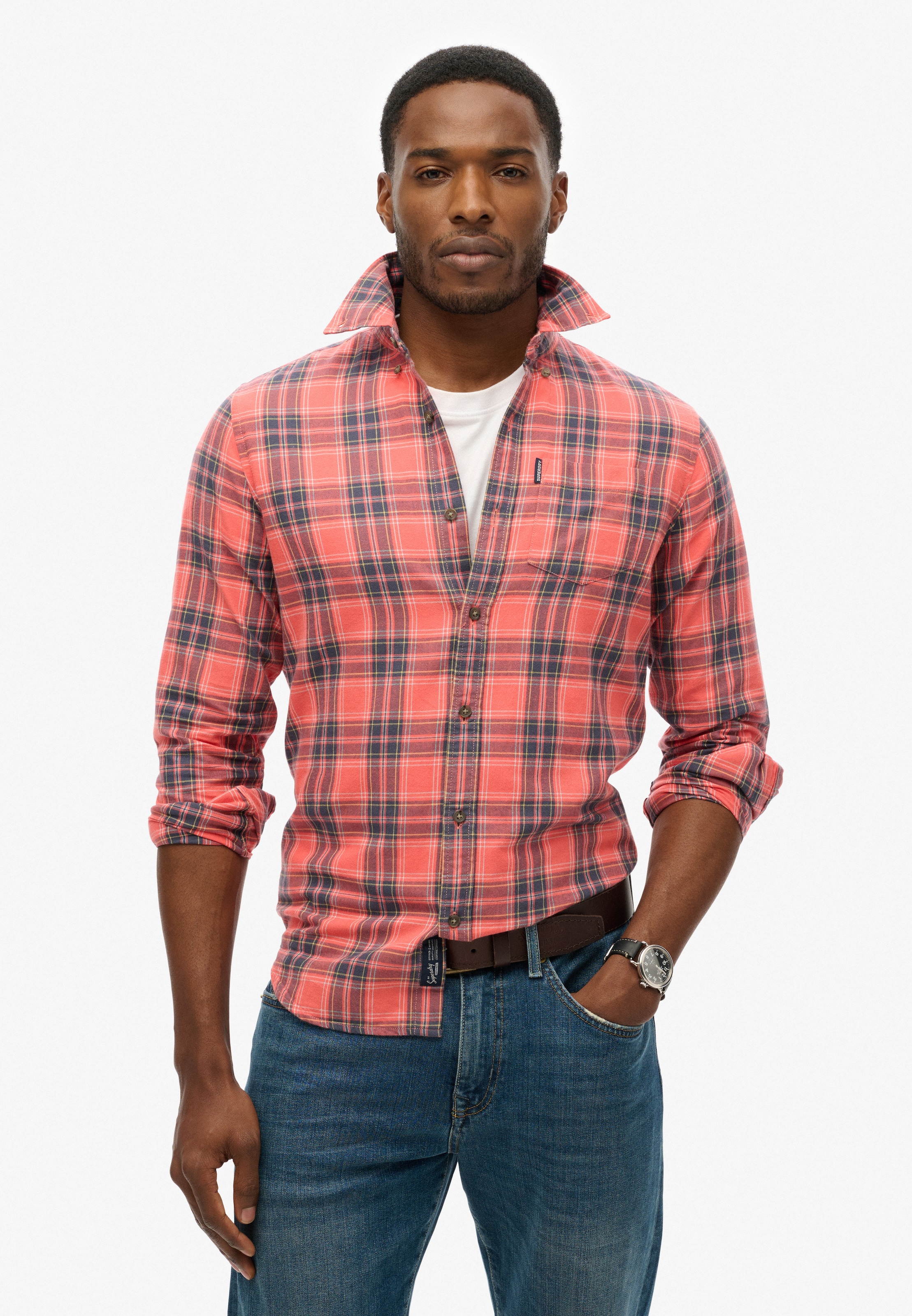 Superdry Regular fit Button Up Shirt in Red