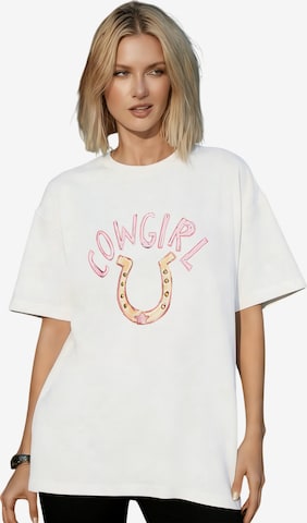 GORHEY Shirt 'Women's Oversized Summer Short-Sleeve T-Shirt, Loose Fit with Print' in White: front