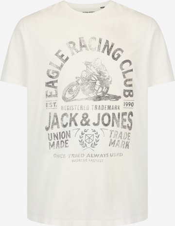 Jack & Jones Plus Тениска 'BIKER' в бяло: отпред