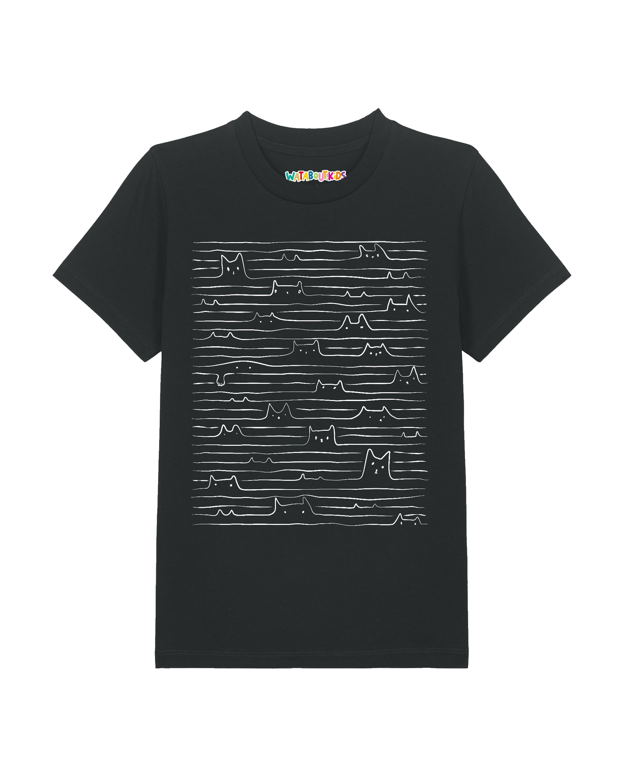 watabout.kids Shirt 'Doodle Cats' in Black: front