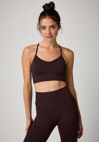 Bustier Soutien-gorge de sport 'Maya' OCEANSAPART en marron : devant