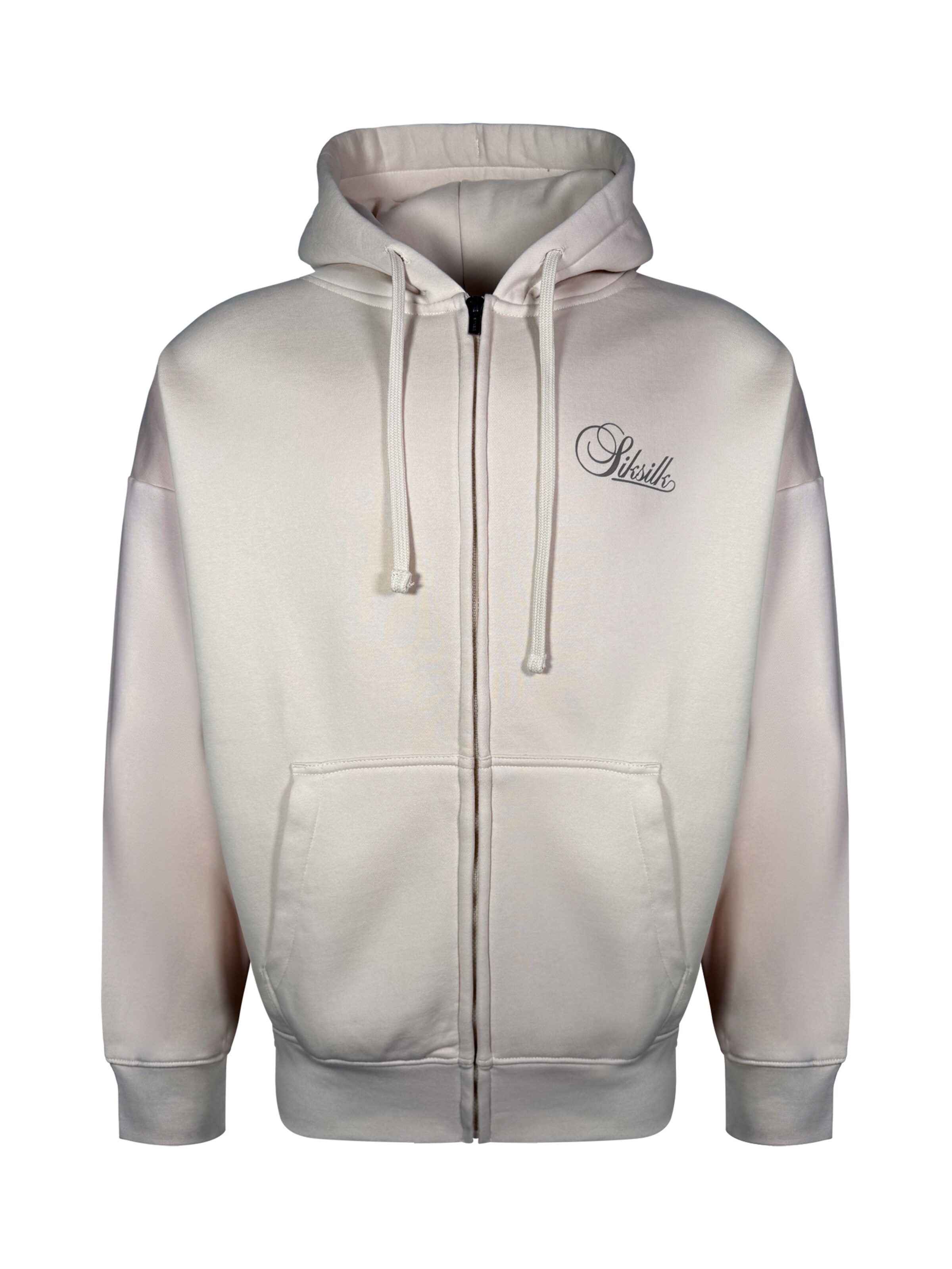 SikSilk Zip-Up Hoodie in Beige: front
