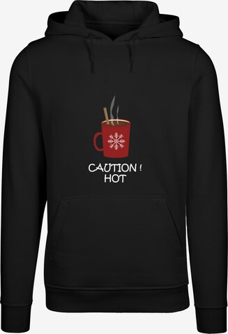 Merchcode Sweatshirt 'Caution Hot' in Zwart: voorkant