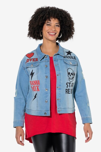 Angel of Style Between-season jacket in Light blue / Red / Black, Item view