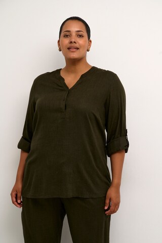 KAFFE CURVE Blouse 'Mille' in Groen: voorkant