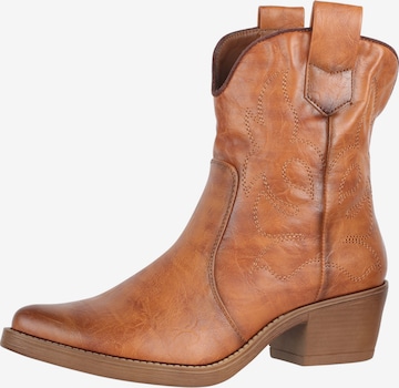 Bottes de cowboy Elara en beige : devant