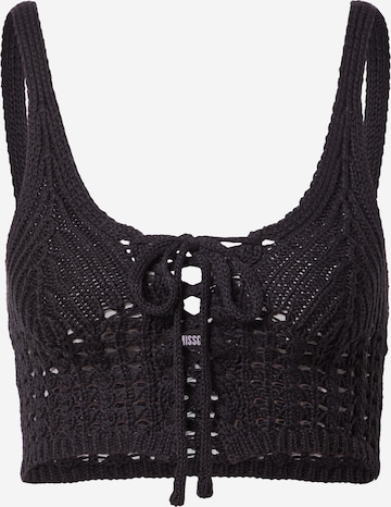 Missguided Knitted Top in Black: front
