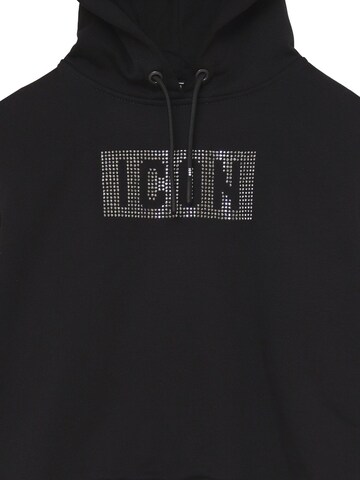 ICON Sweatshirt 'Strass logo' in Schwarz