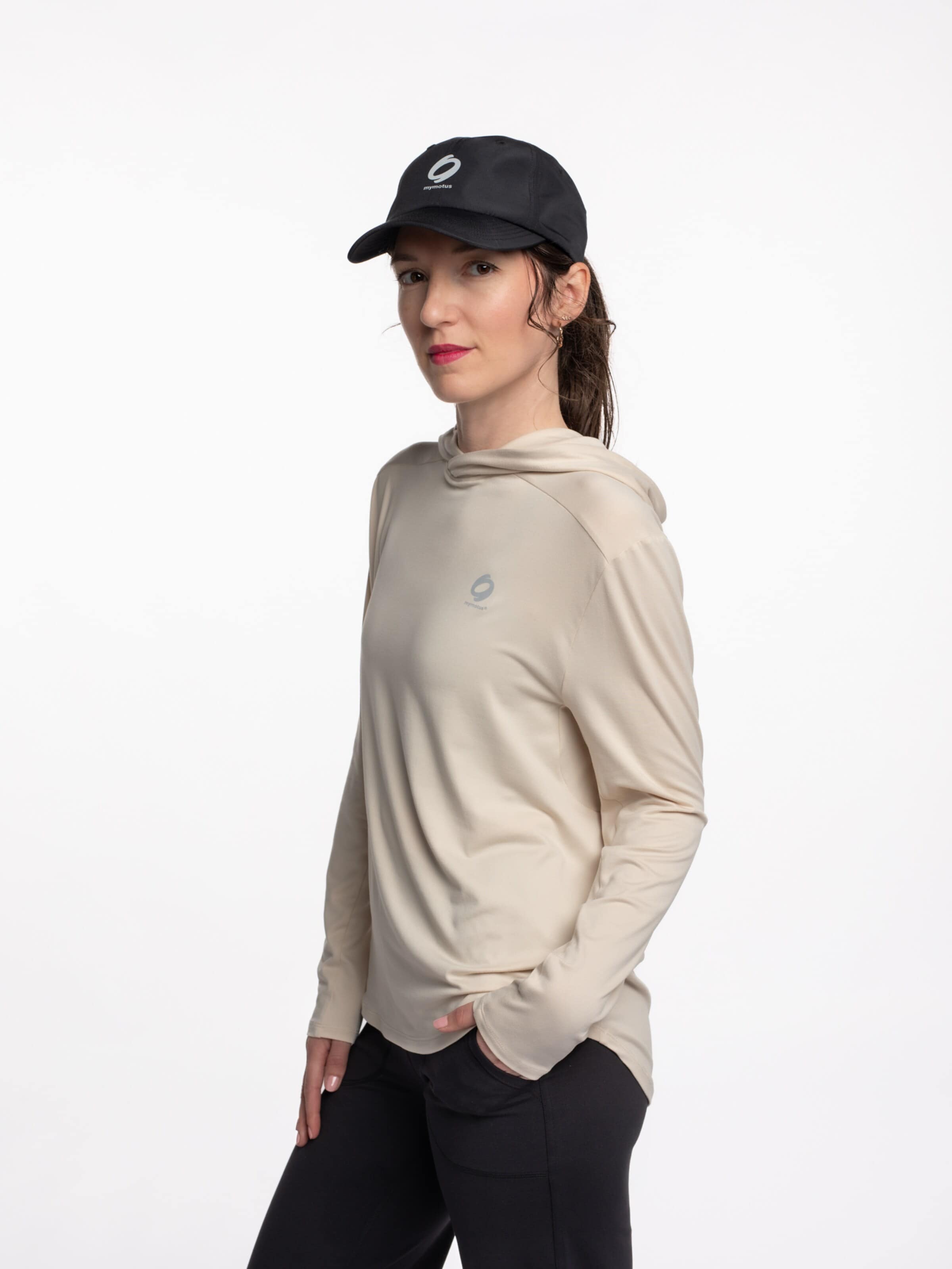 mymotus Funkční tričko 'mymotus®, ladies hooded shirt, beige YW35' – béžová