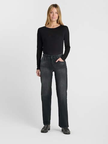 Le Temps Des Cerises Loosefit Jeans in Zwart: voorkant