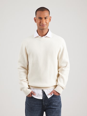 JACK & JONES Trui 'JCOGRID' in Beige: voorkant
