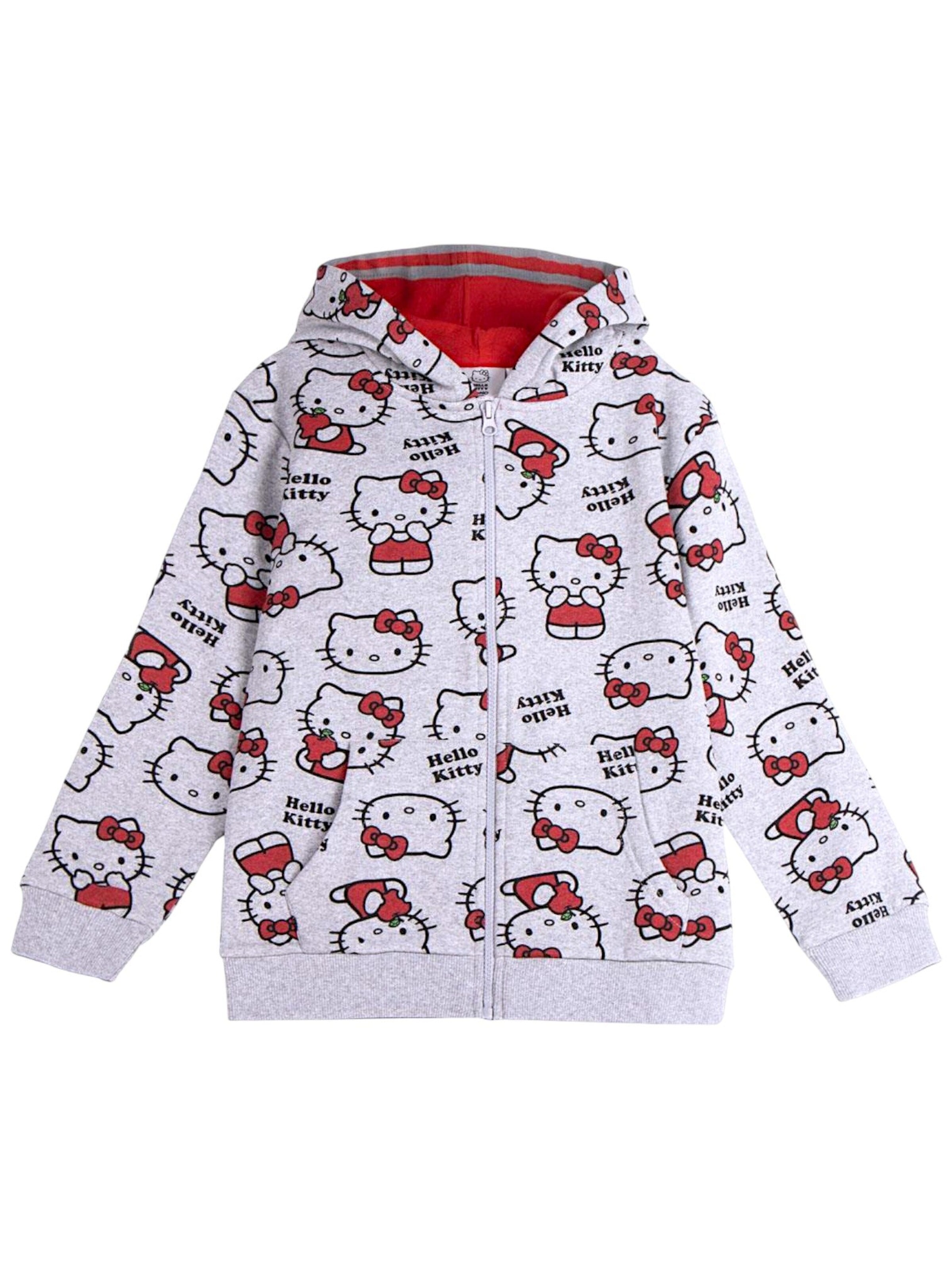 HELLO KITTY Sweatjacke 'Hello Kitty'‌‌‌ in Grau: Vorderseite