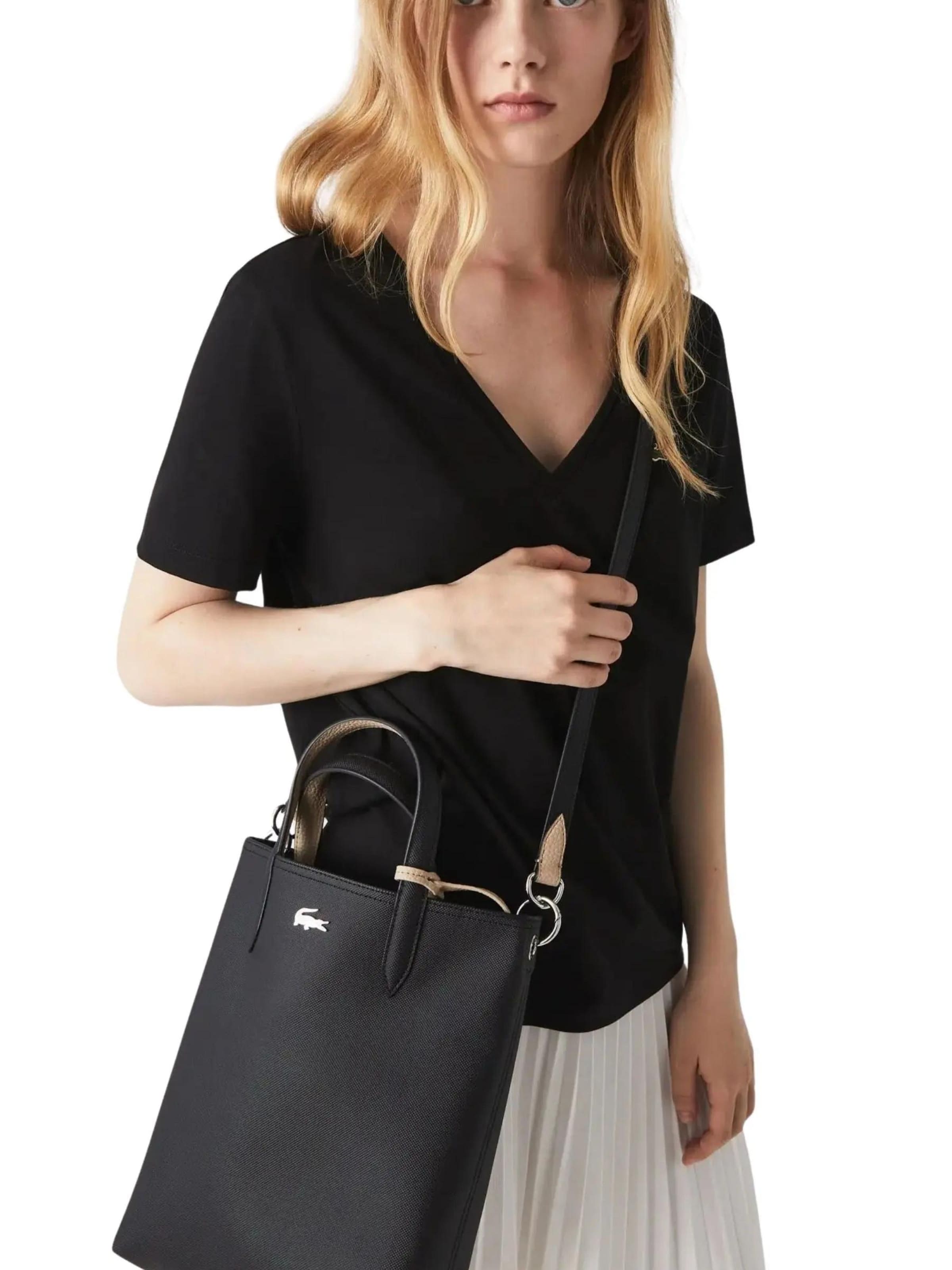 LACOSTEShopper torba 'Lacoste Cabas/shopping réversible Noir Krema' - crna boja
