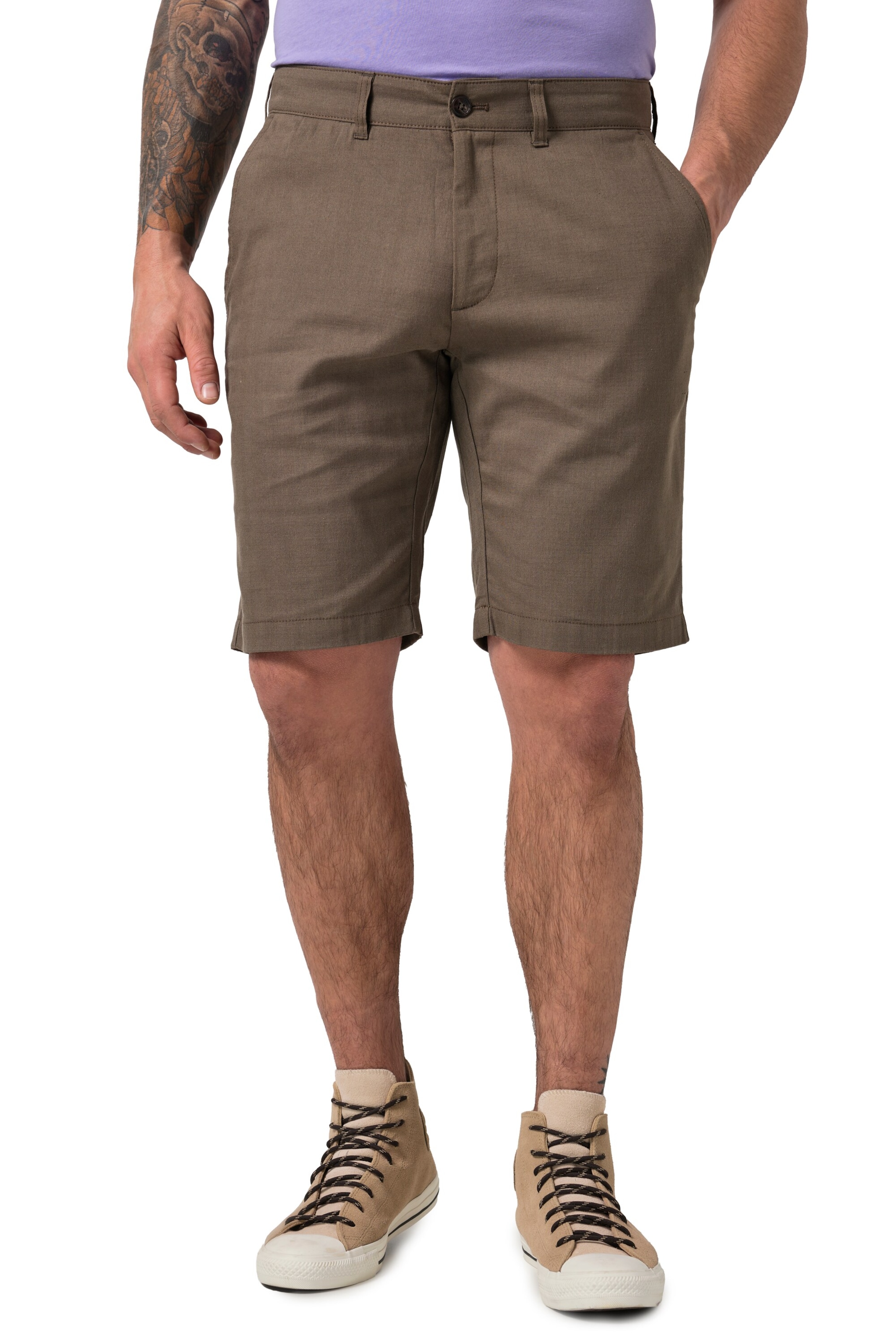 JP1880 Loosefit Broek in Bruin: voorkant