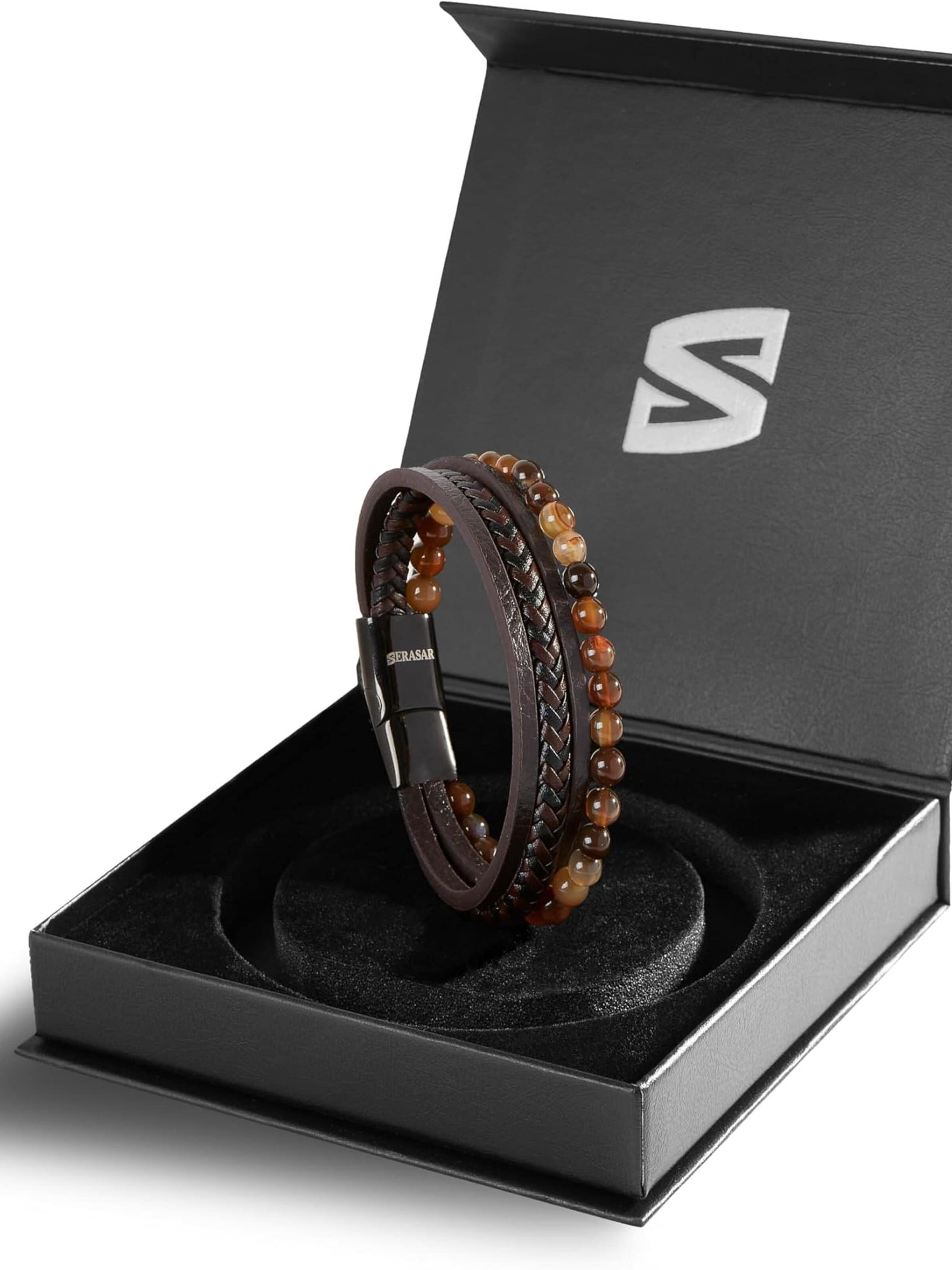 SERASAR Bracelet 'Stone' in Brown