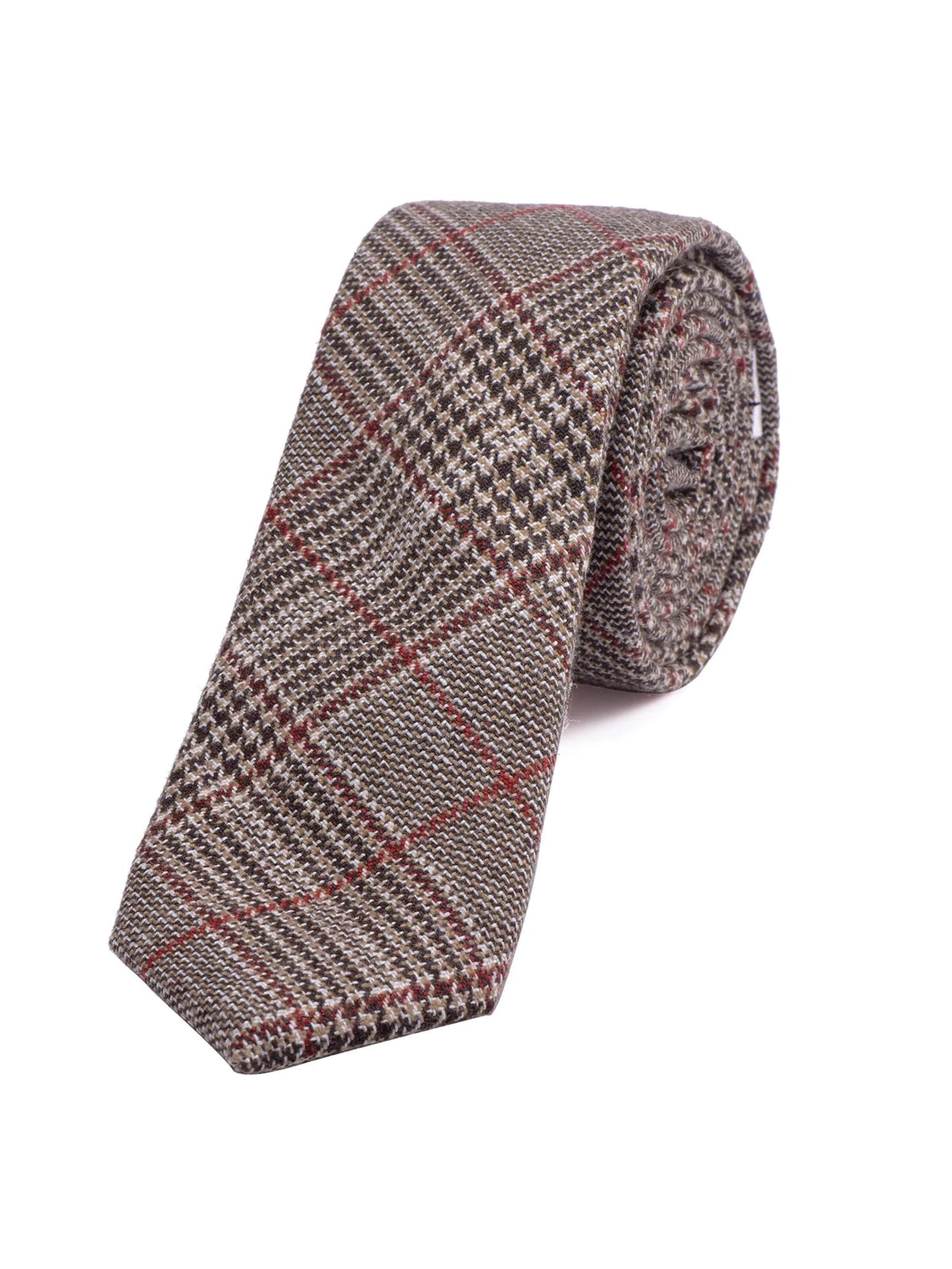 DonDon Krawatte 'DonDon Herren Krawatte 6 cm Baumwolle dunkelblau-creme kariert'‌‌‌‌‌‌‌‌‌‌ in Rot: Vorderseite