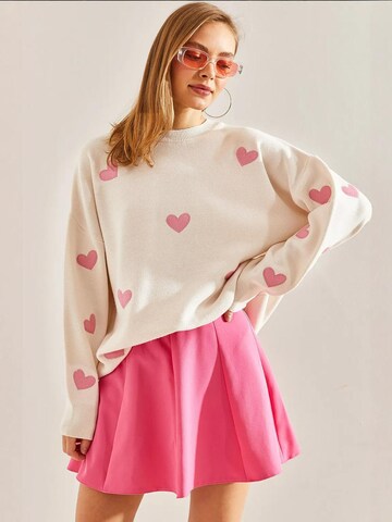 Bianco Lucci - Pullover oversized em bege: frente