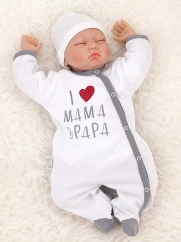 Barboteuse / body ' I love Mama & Papa ' Baby Sweets en blanc