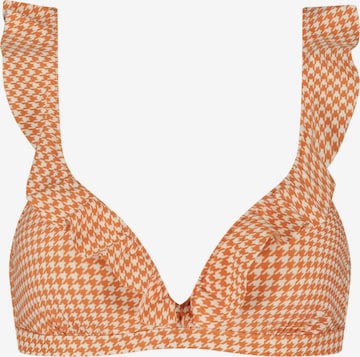 Beachlife T-shirt Bikini Top in Orange: front