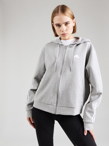 ADIDAS SPORTSWEAR Athletic Zip-Up Hoodie in Grey: front