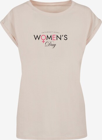 Merchcode T-Shirt 'WD - International Women's Day' in Beige: predná strana