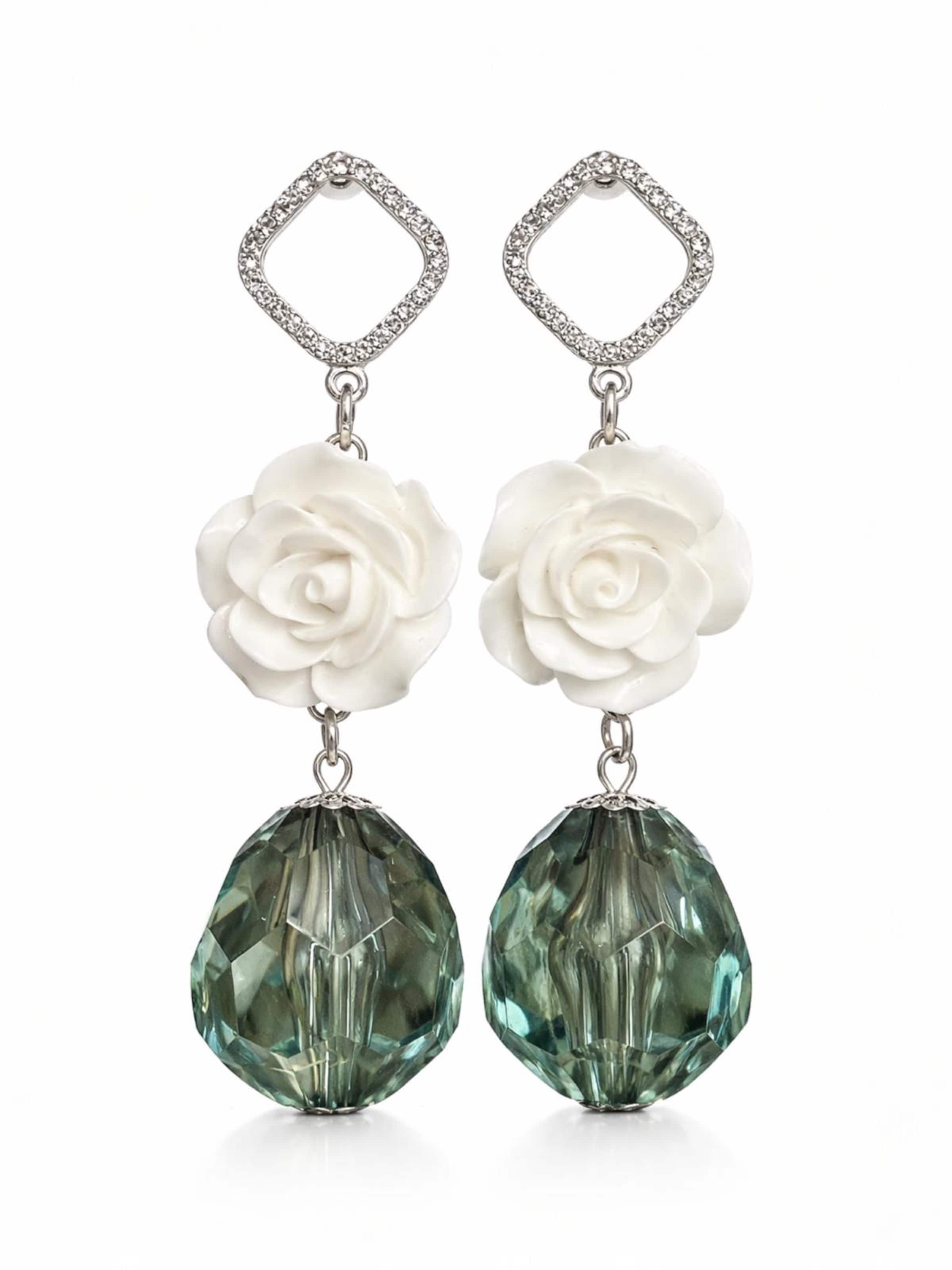 Elena Athanasiadou Earrings 'EARRINGS ROSE-EMERALD' in Green: front