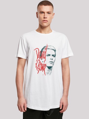 F4NT4STIC Shirt 'David Bowie Mono Stare' in Wit: voorkant