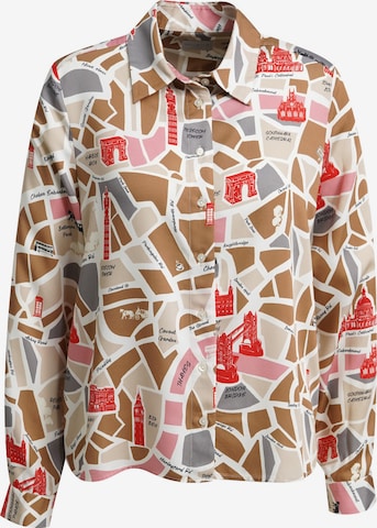 Milano Italy Langarmbluse mit London All Over Print in Braun: Vorderseite