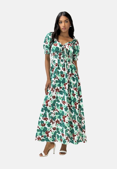 Elara Sommerkleid in 40-42 in dunkelgrün / mischfarben, Produktansicht