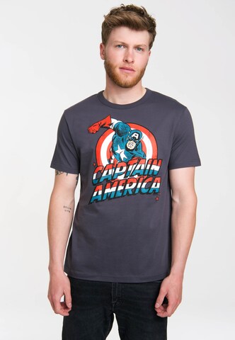 LOGOSHIRT Shirt 'Captain America' in Blue: front