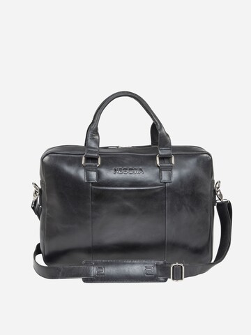 NEGOTIA Leather Laptoptas 'Sorel' in Zwart: voorkant