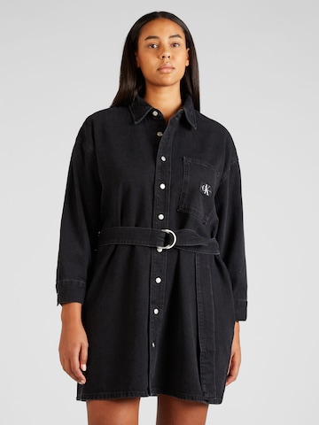 Calvin Klein Jeans Curve Shirt Dress in Black: front