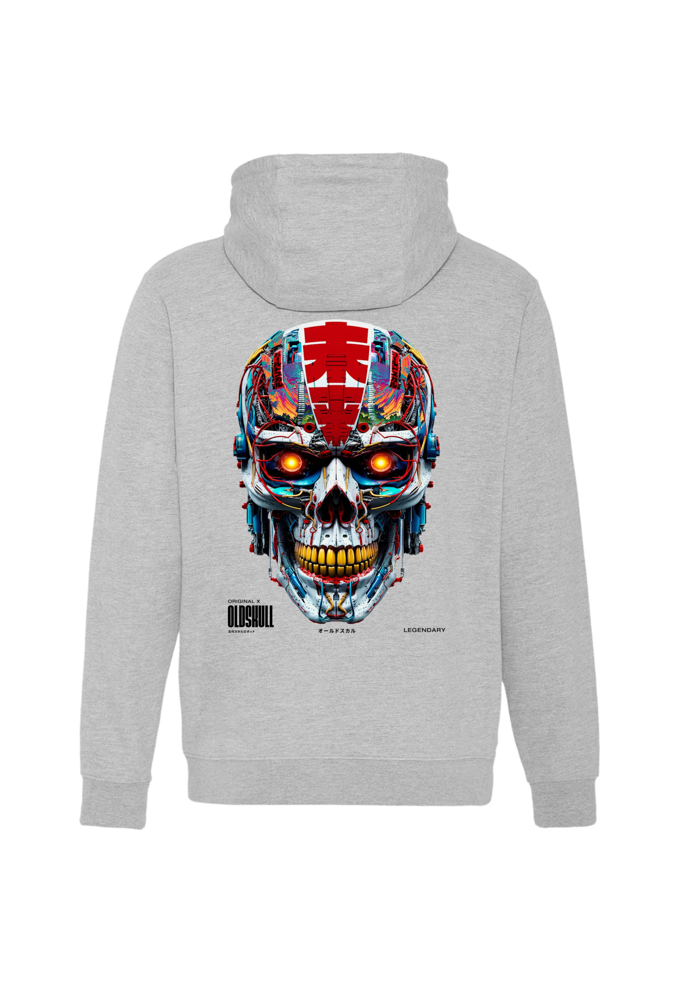 Oldskull Sweatjacke 'Xtreme Vivid Skull' in Grau: Vorderseite