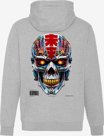 Oldskull Sweatjacke 'Xtreme Vivid Skull' in Grau: Vorderseite