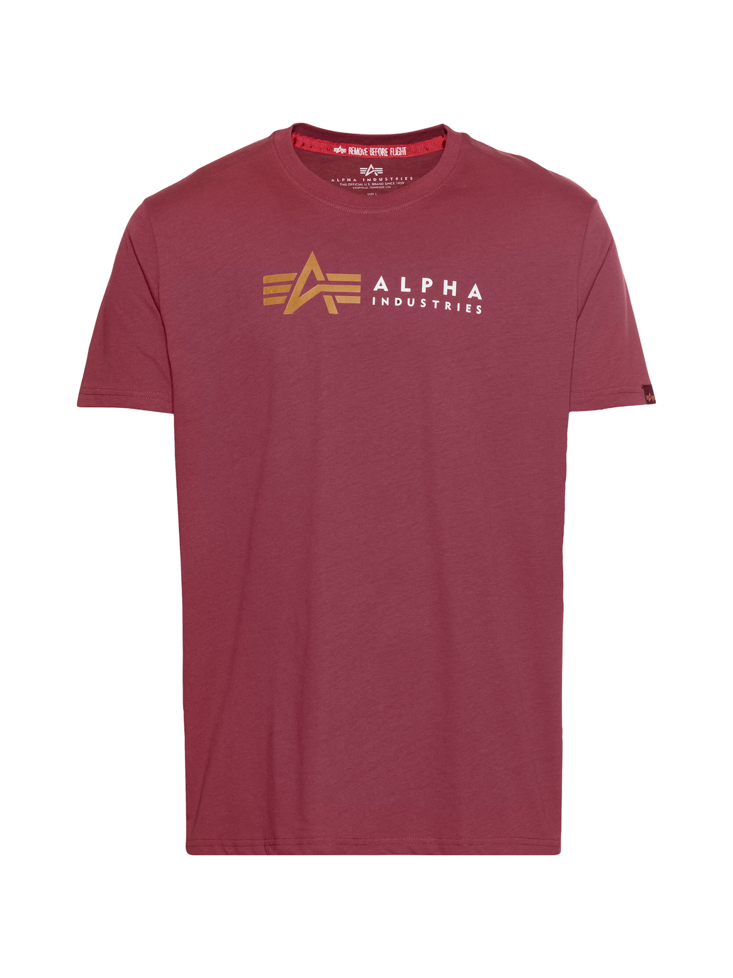 ALPHA INDUSTRIES Majica | rdeča barva: sprednja stran