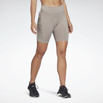 Skinny Pantaloni sport de la Reebok pe gri: față