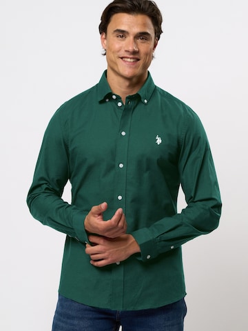 U.S. POLO ASSN. Slim Fit Paita 'Esmar' värissä vihreä: etupuoli