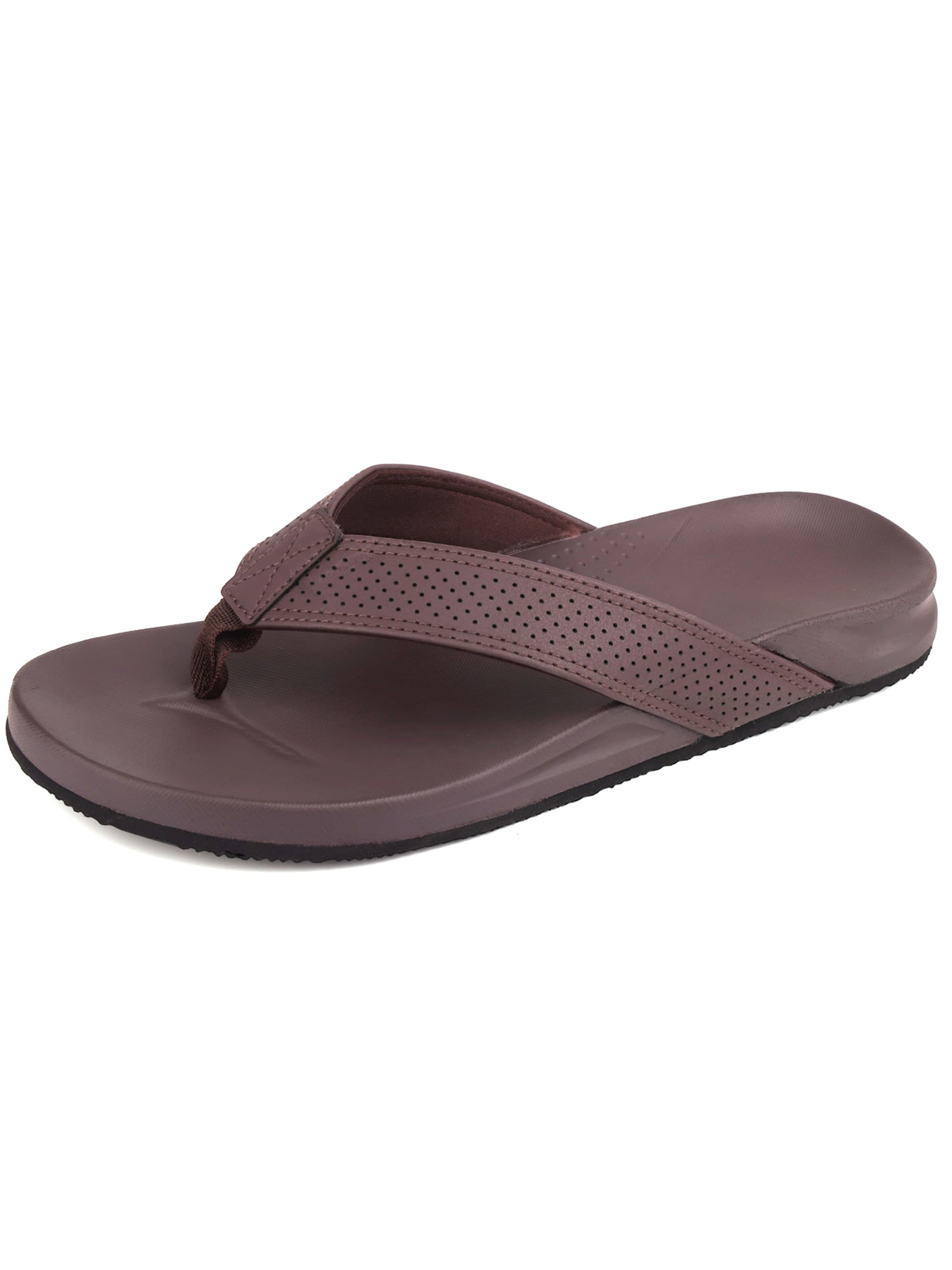 Youecci Mules 'Customized flip flops with a zigzag strap and arch design' in Brown: front