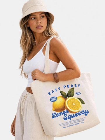 Neverless Beach Bag 'Lemon Squeezy' in Beige