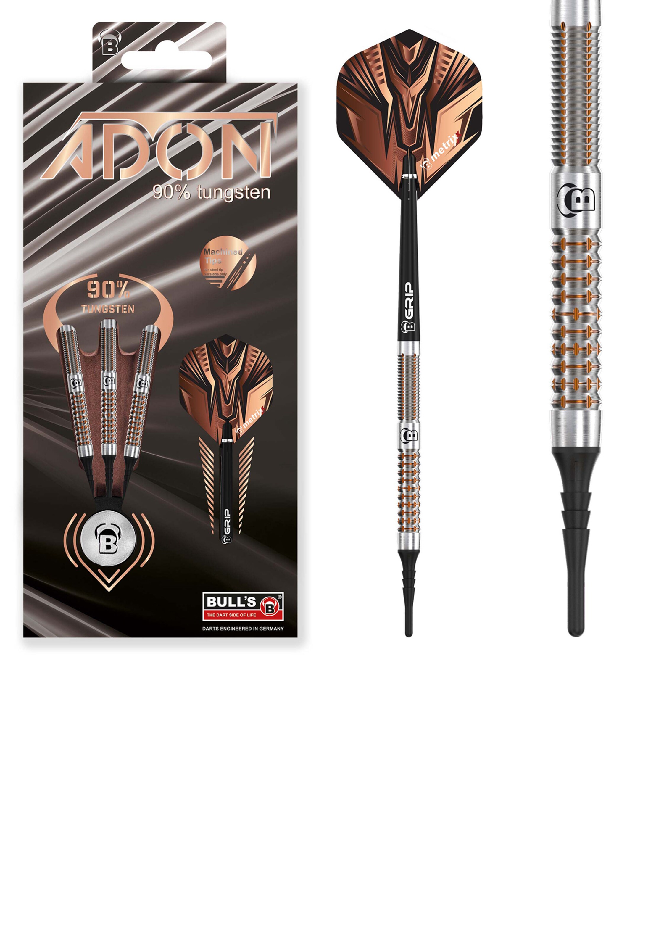 BULL'S Sports Equipment ' Adon Dartpfeile 90% Tungsten Darts-Set Profi 18 Gramm' in Bronze: front