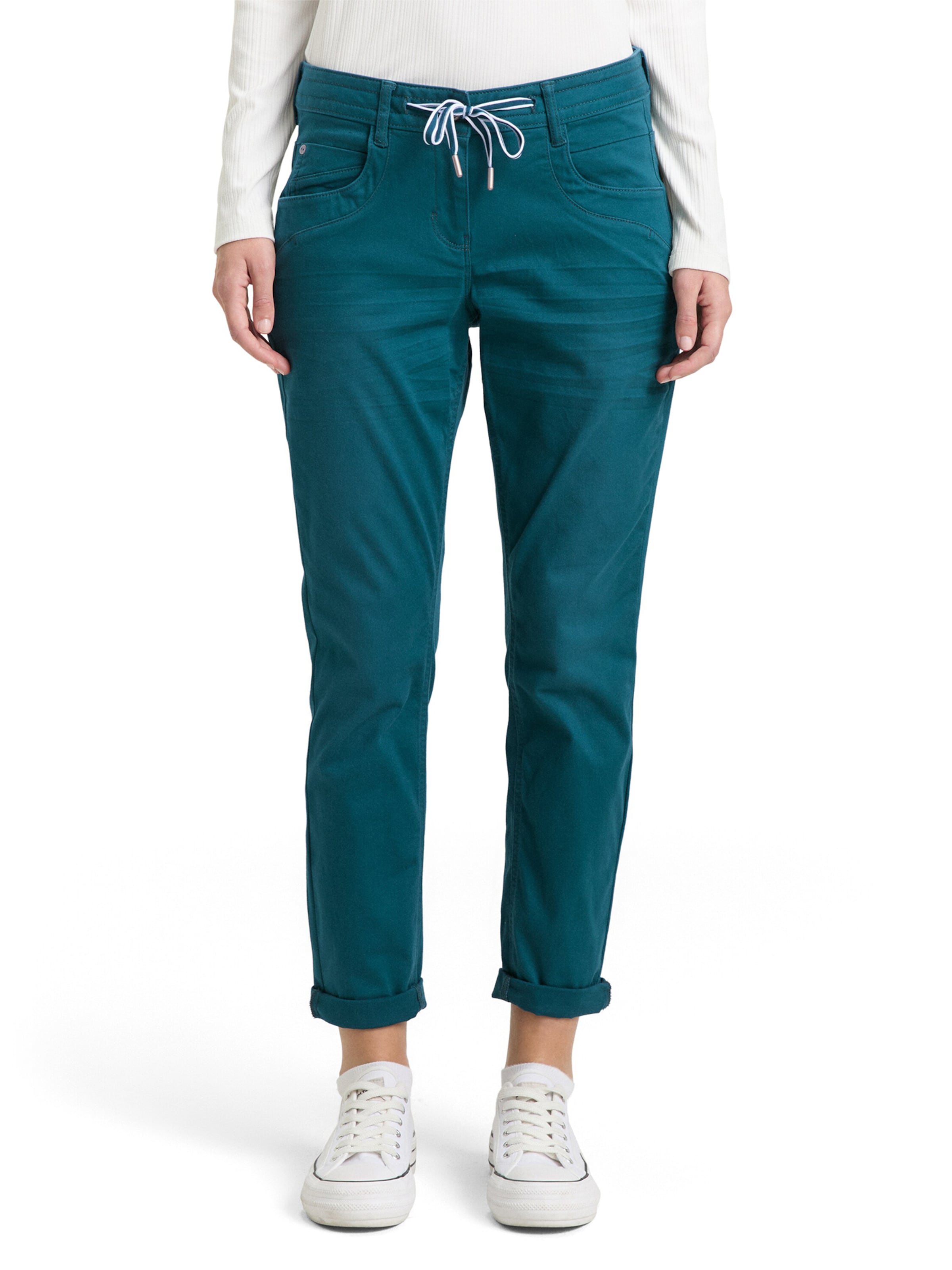 TOM TAILOR Tapered Pants in Green: front