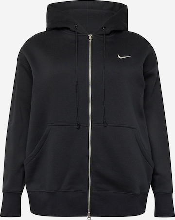 Nike Sportswear - Sudadera con cremallera deportiva en negro: frente