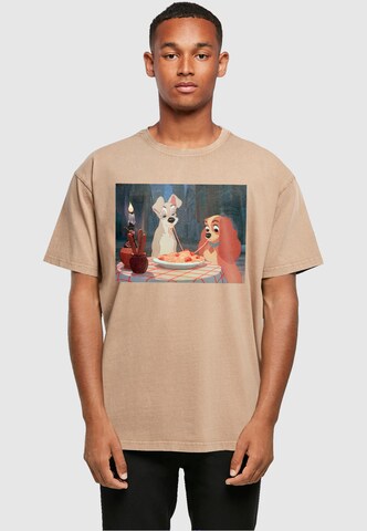 ABSOLUTE CULT T-Shirt 'Lady And The Tramp - Spaghetti Photo' in Beige: predná strana