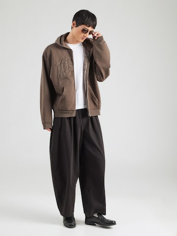 WEEKDAY Zip-Up Hoodie in Brown
