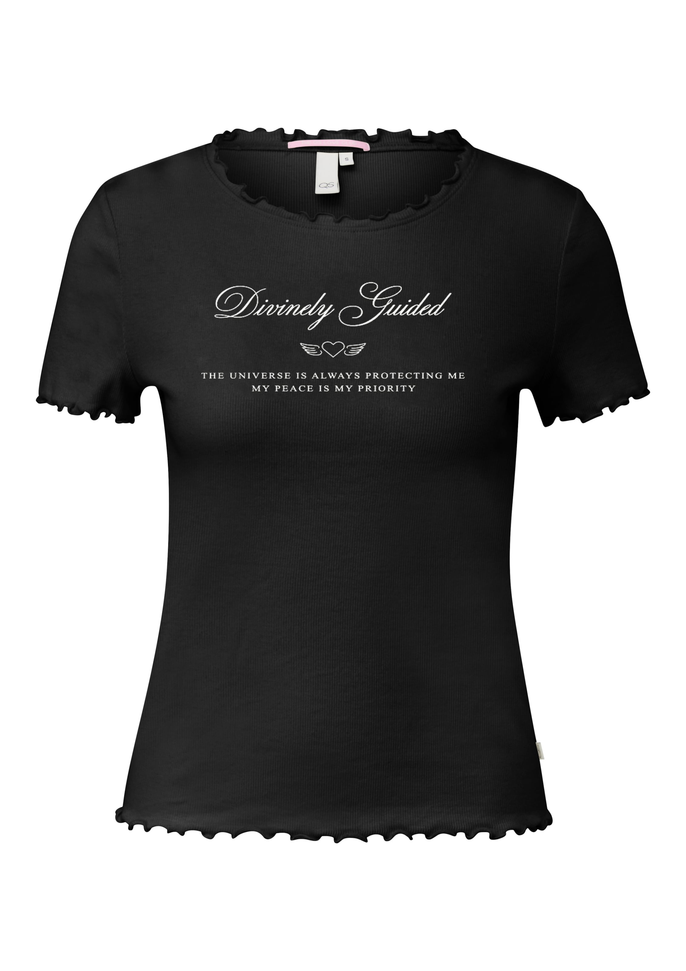 T-shirt QS en noir : devant