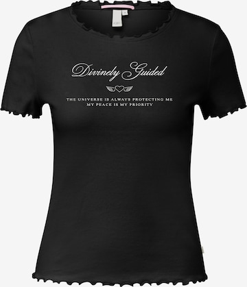 T-shirt QS en noir : devant