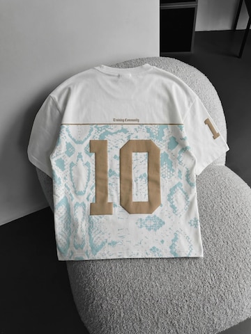 KleidermafiaMajica 'Oversize Brooklyn T-shirt - Ecru and Turquoise' - bež boja