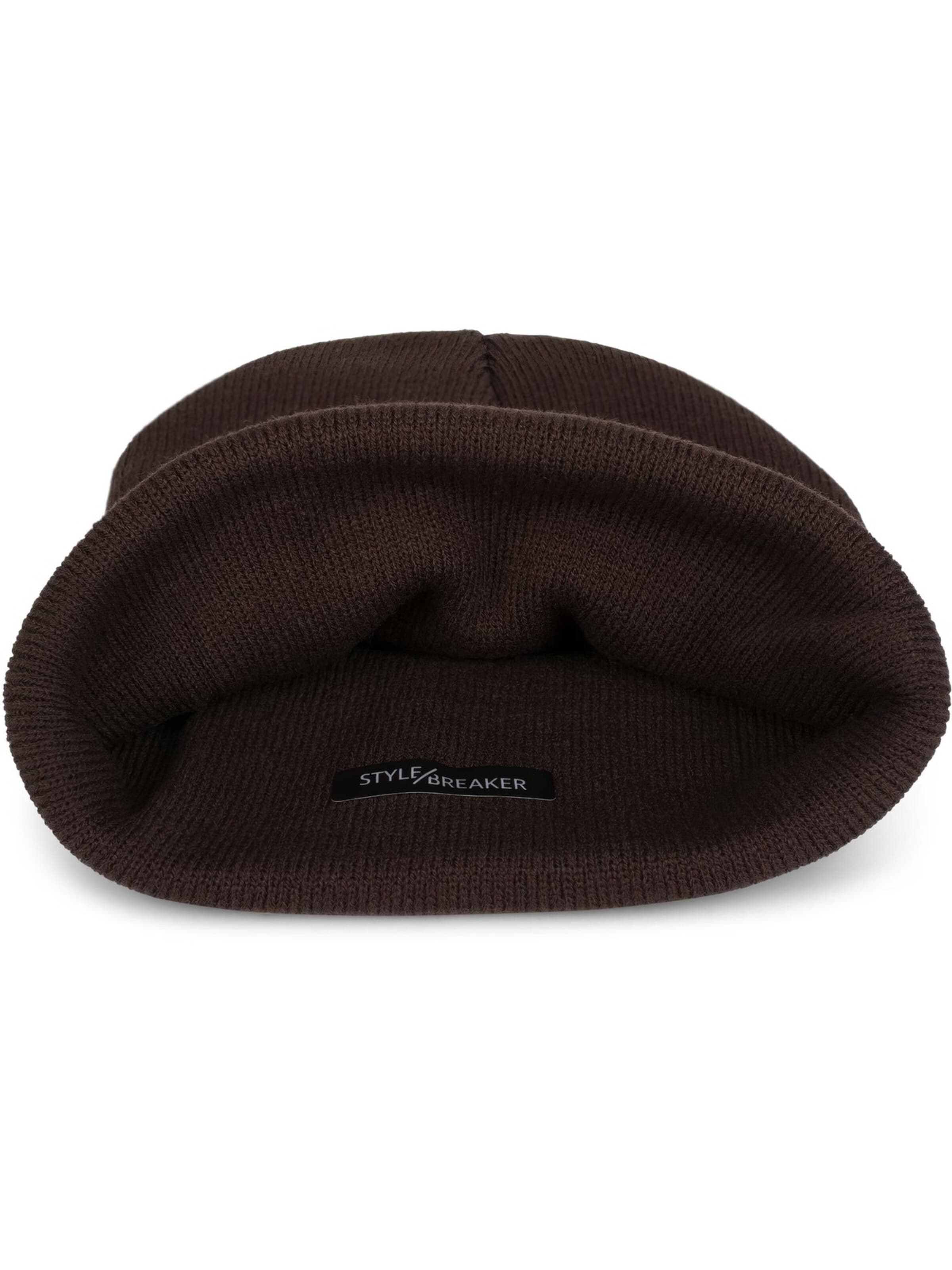 styleBREAKER Beanie 'Winter Strickmütze mit Krempe' in Brown